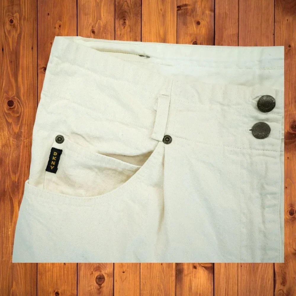 DKNY Vintage Y2K Denim Cargo Pants Women's High Rise Capris Size 12 100% Cotton‎
